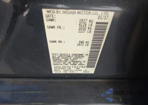 2017 Nissan Altima 2.5 S from USA, damaged, VIN 1N4AL3AP7HC182286